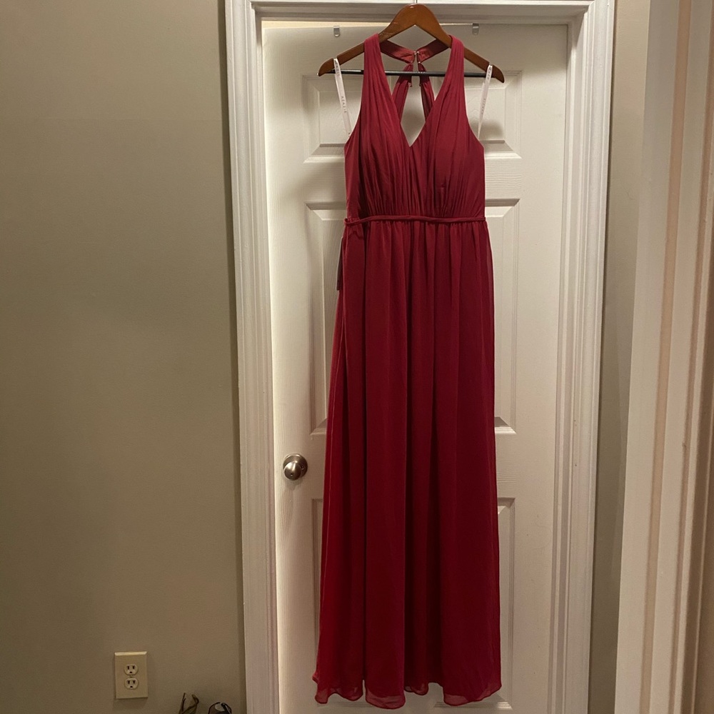 Azazi Burgundy Bridesmaid’s Dress